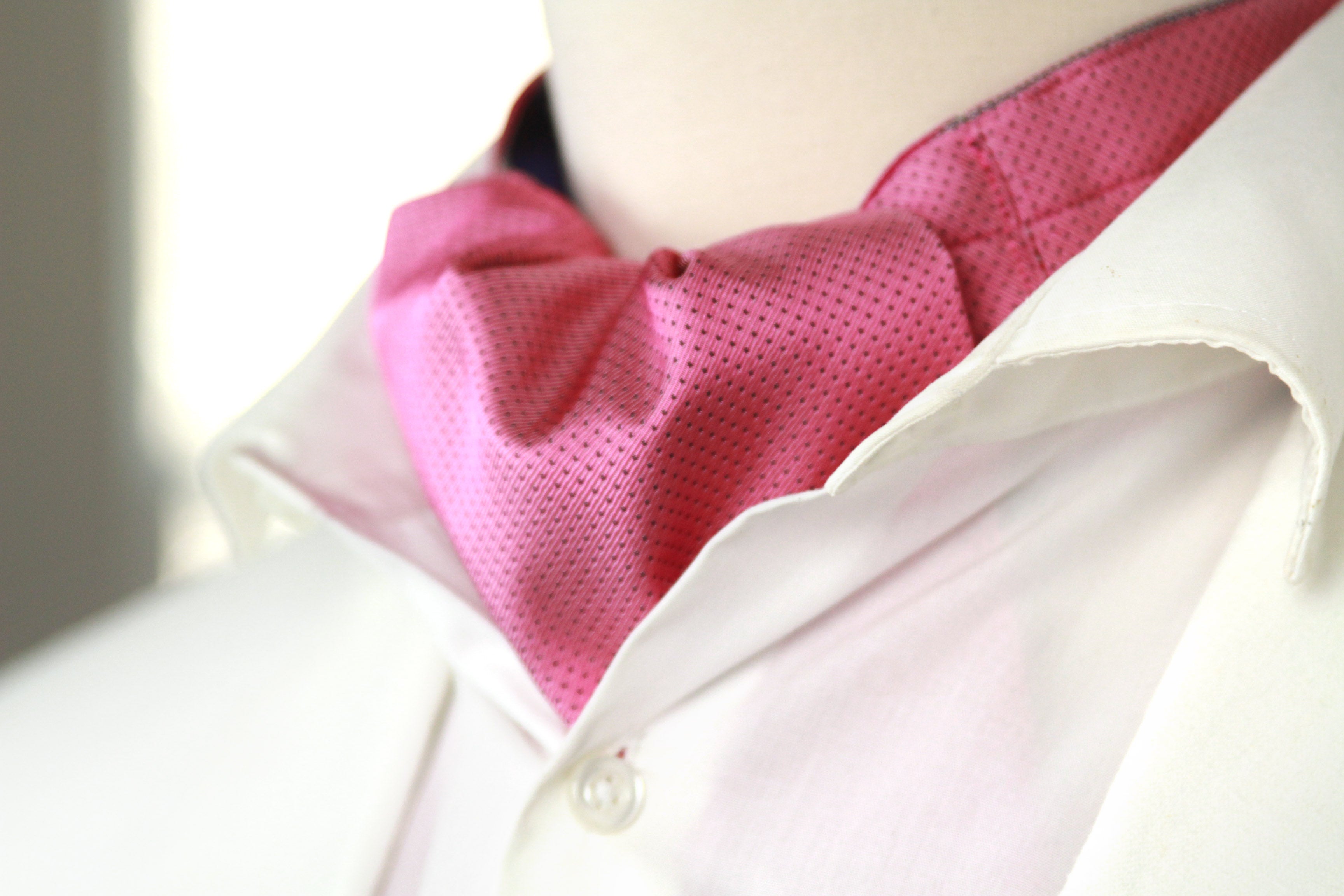 Striped Coral Pink Silk Ascot SKU: A203
