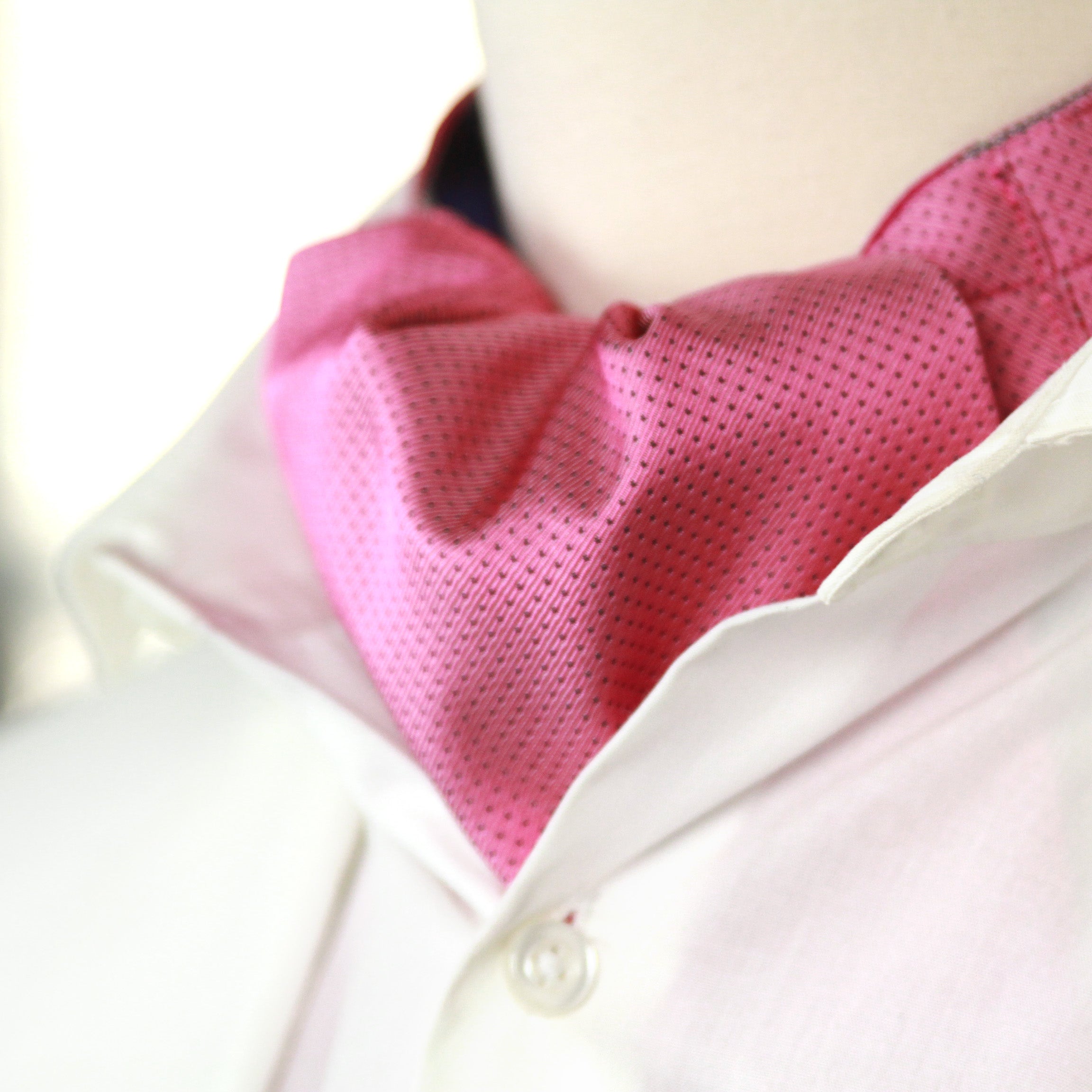 Striped Coral Pink Silk Ascot SKU: A203