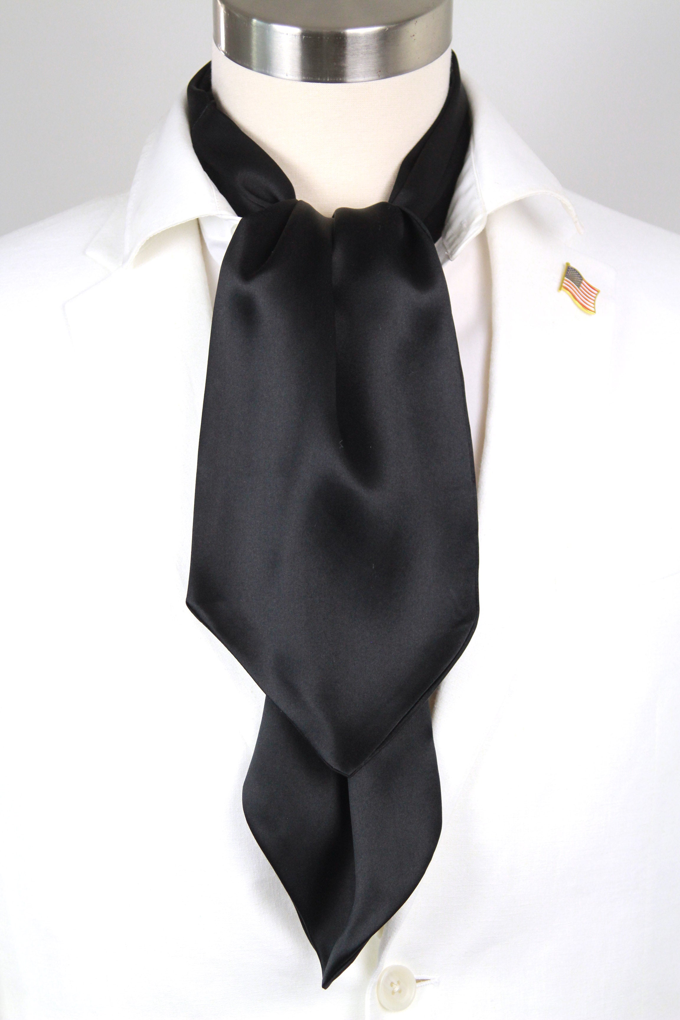 Black Charmeuse Silk Ascot Solid Black A218