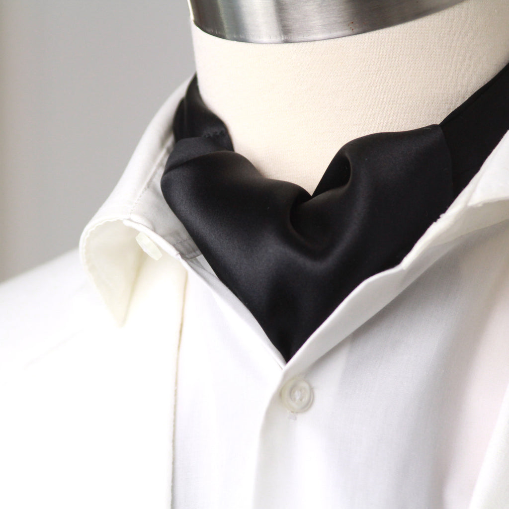 Black Charmeuse Silk Ascot Solid Black A218