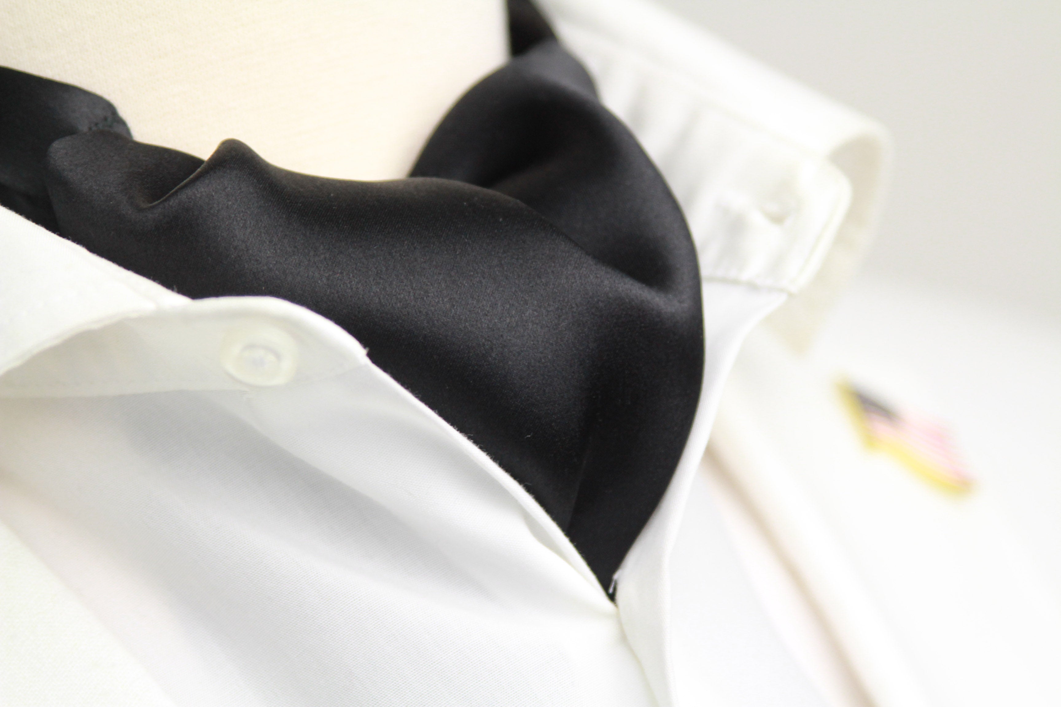 Black Charmeuse Silk Ascot Solid Black A218