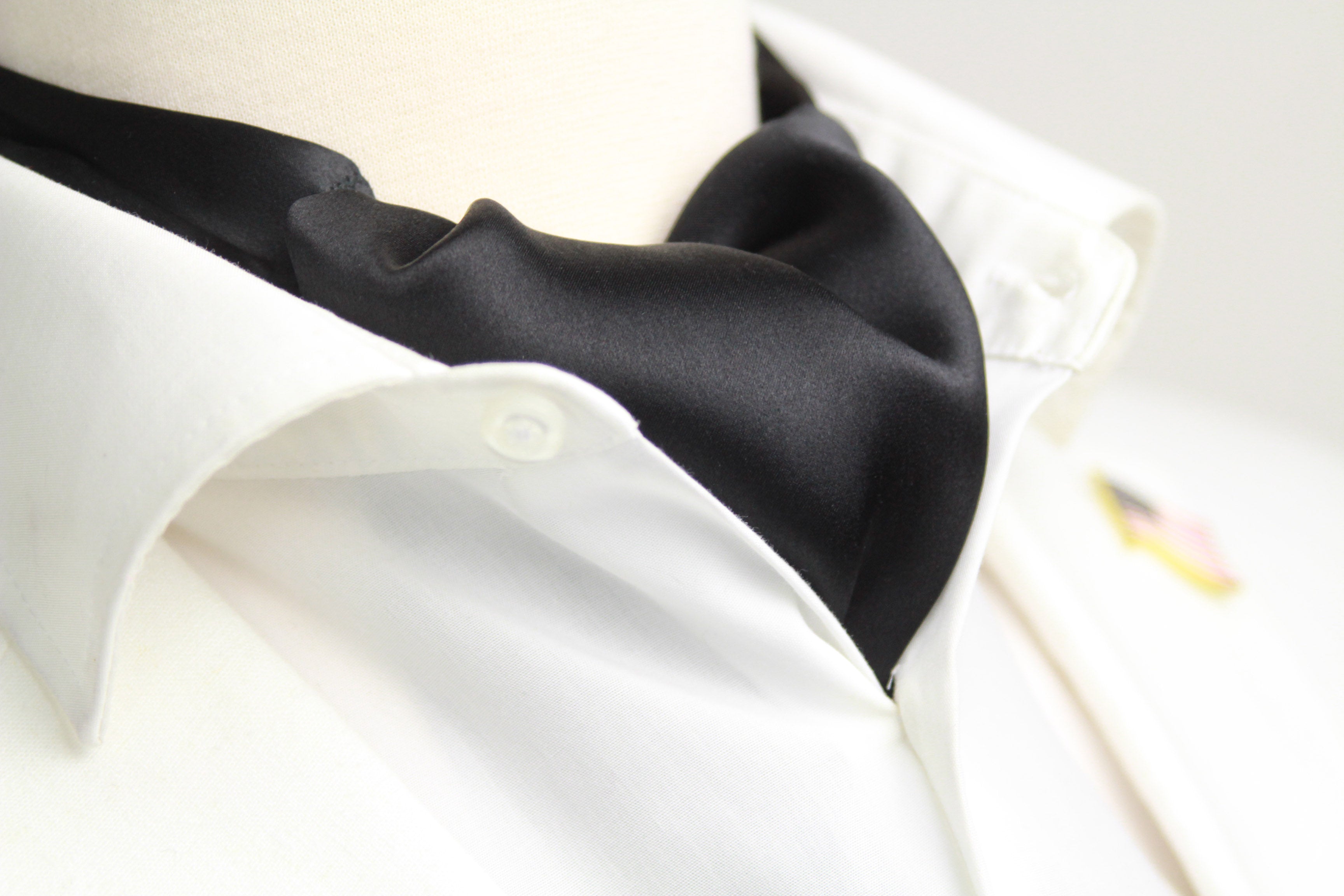 Black Charmeuse Silk Ascot Solid Black A218