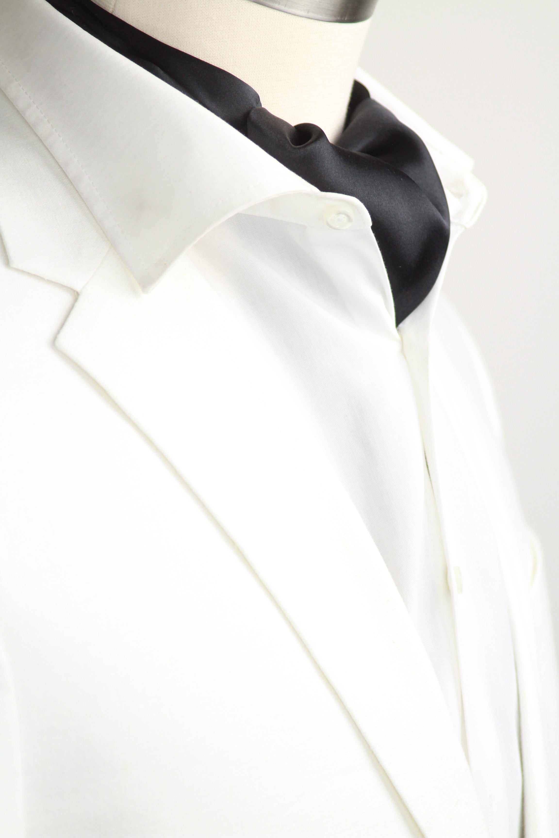 Black Charmeuse Silk Ascot Solid Black A218