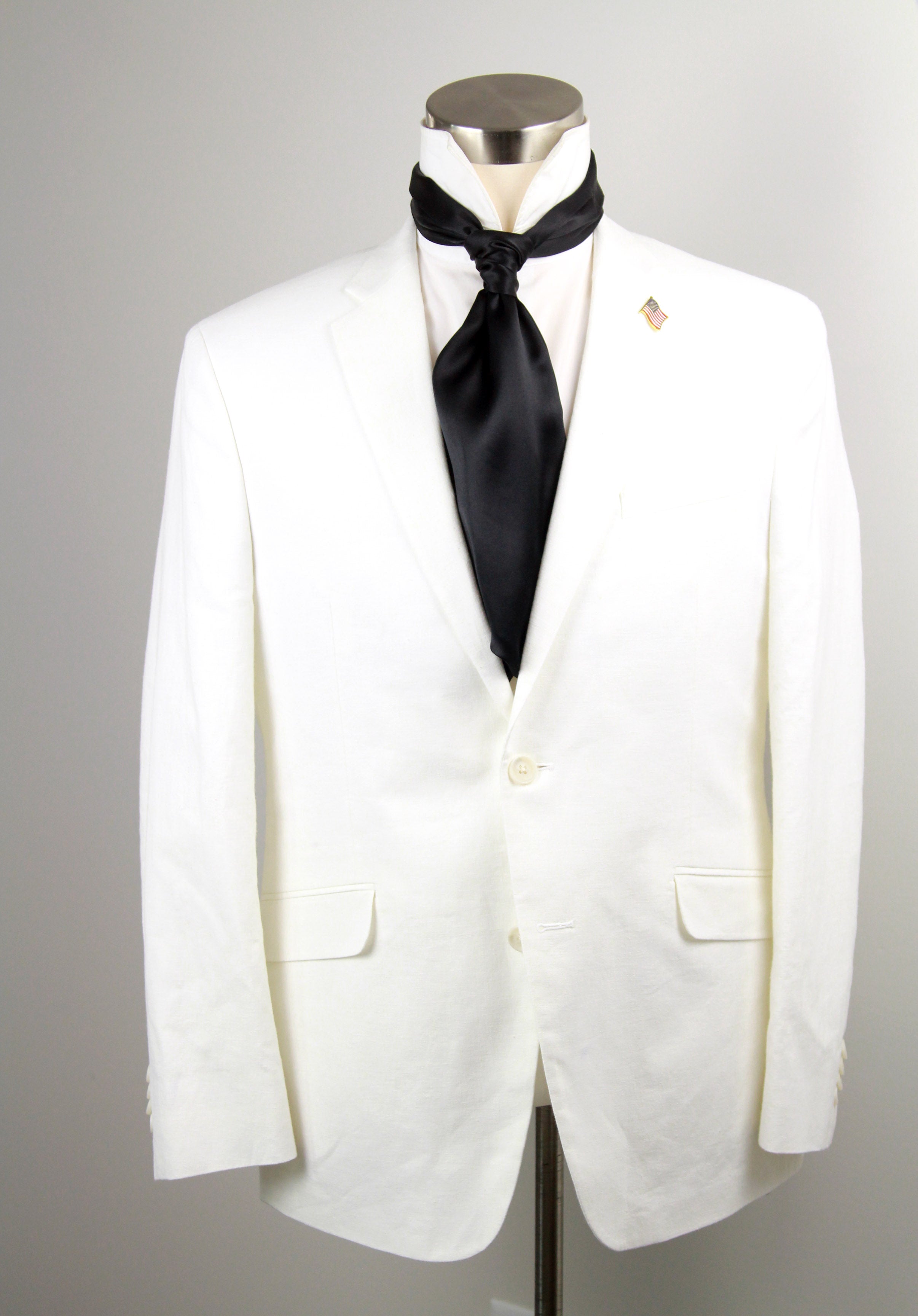 Black Charmeuse Silk Ascot Solid Black A218