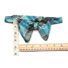 Load image into Gallery viewer, Silk Plaid Blue Bow Tie
