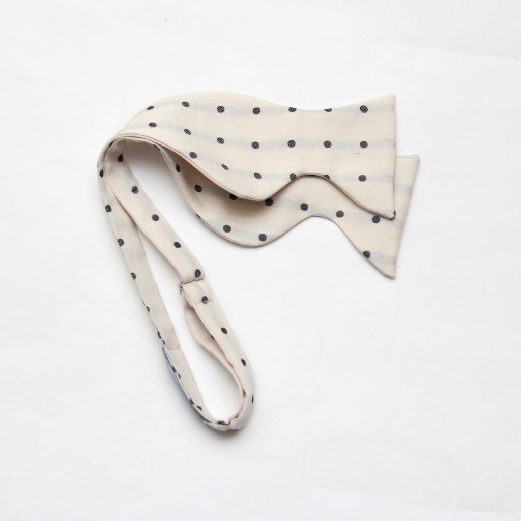 Big Butterfly Off white Polka Dot Silk Bow Tie