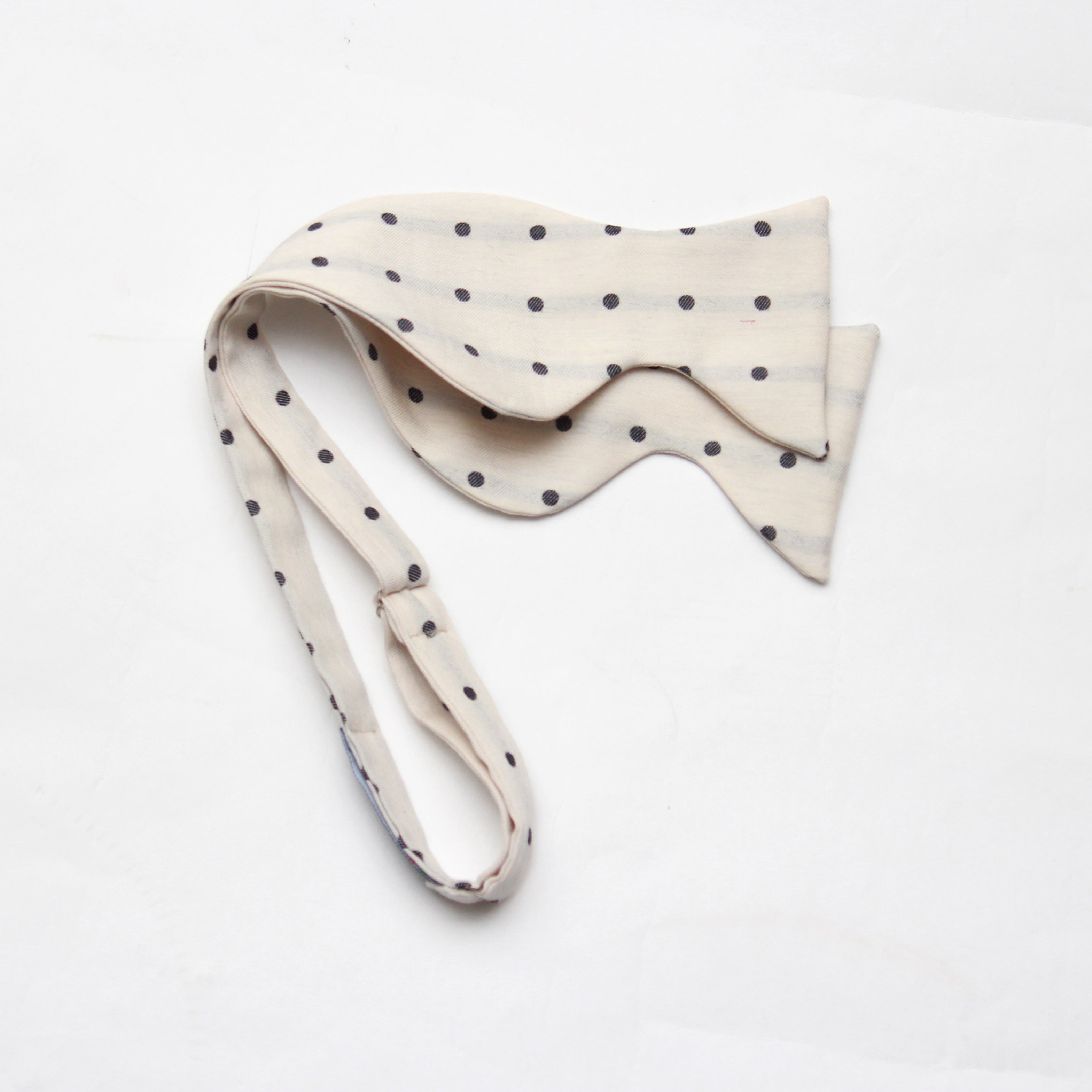 Big Butterfly Off white Polka Dot Silk Bow Tie