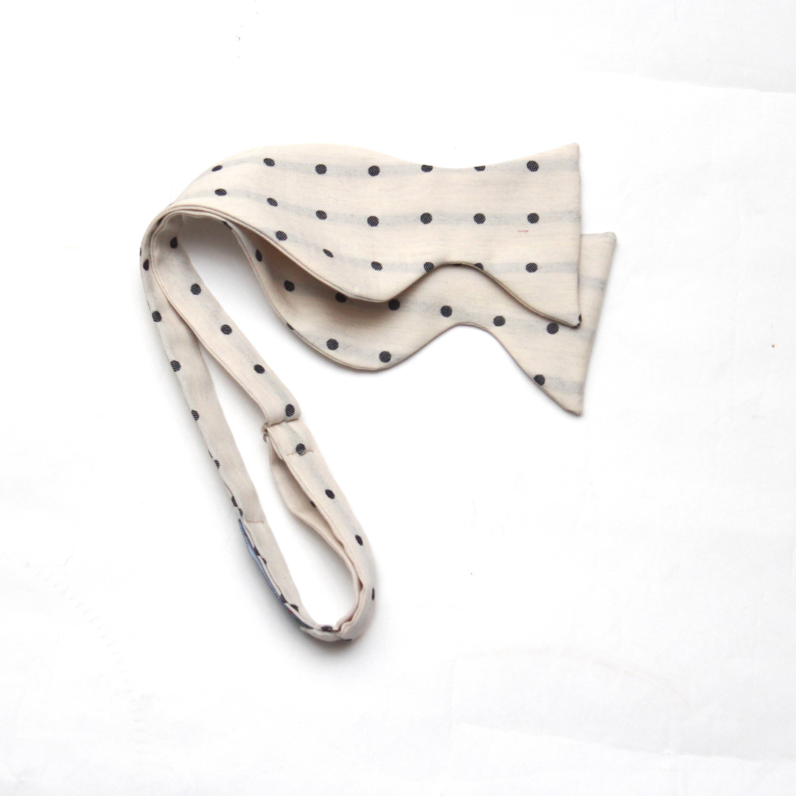 Big Butterfly Off white Polka Dot Silk Bow Tie