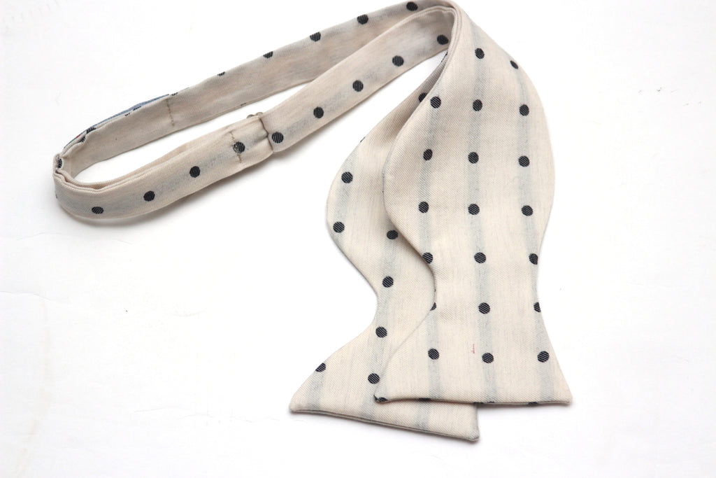 Big Butterfly Off white Polka Dot Silk Bow Tie