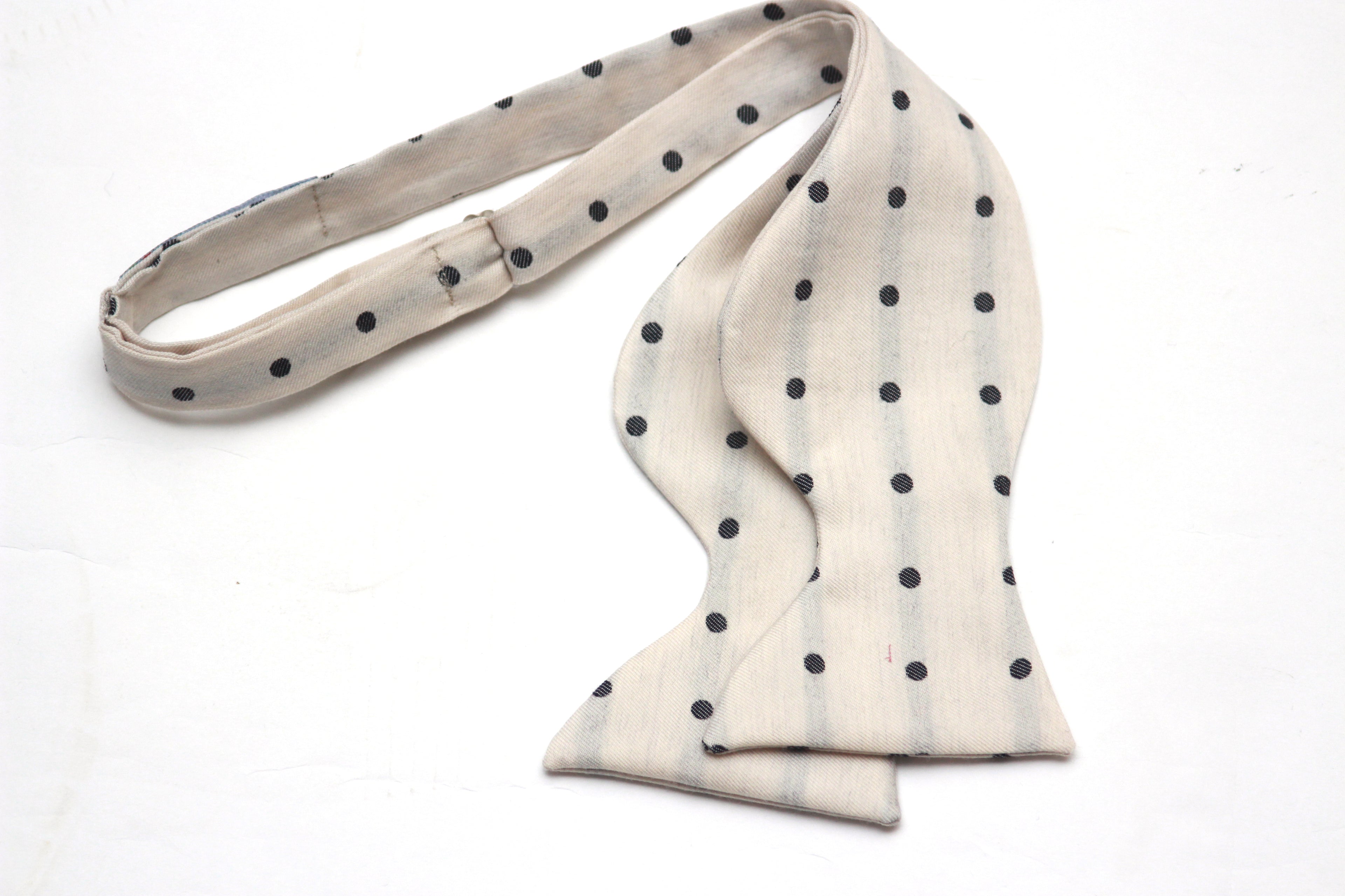 Big Butterfly Off white Polka Dot Silk Bow Tie