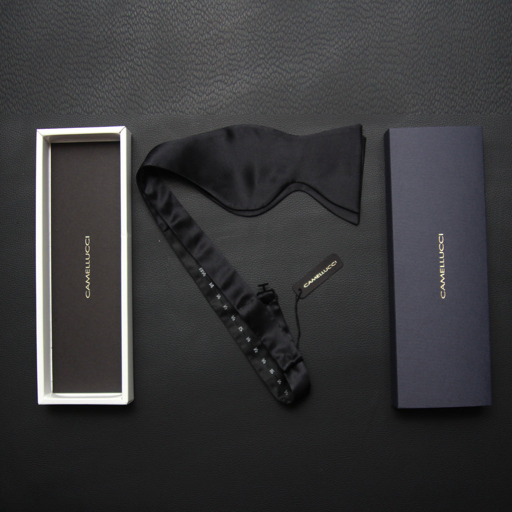 Self-tied Black Silk Bow Tie