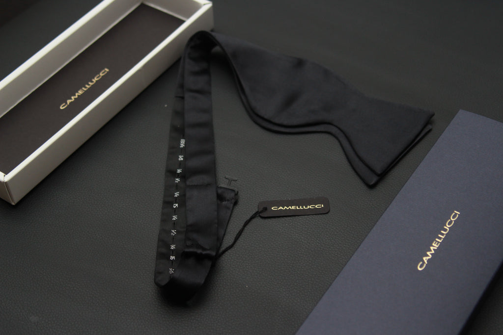 Self-tied Black Silk Bow Tie