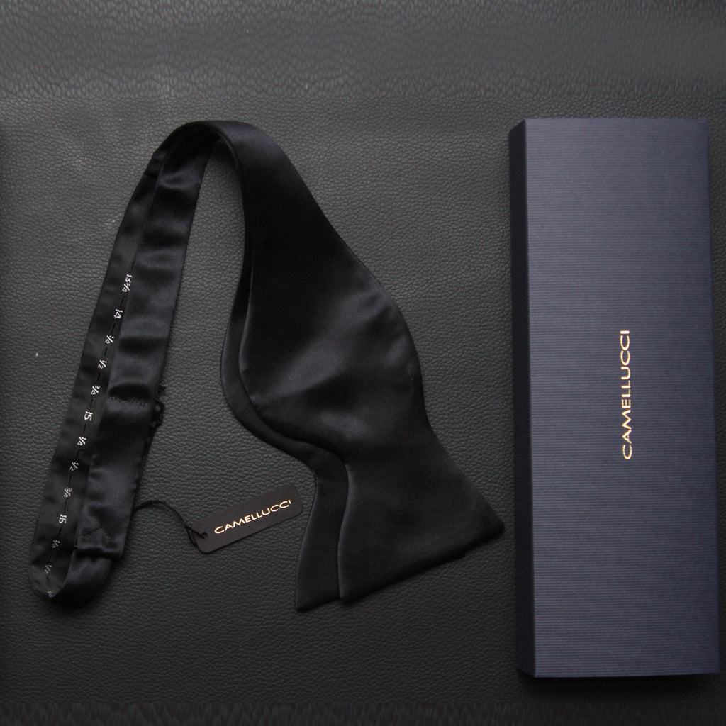 Self-tied Black Silk Bow Tie