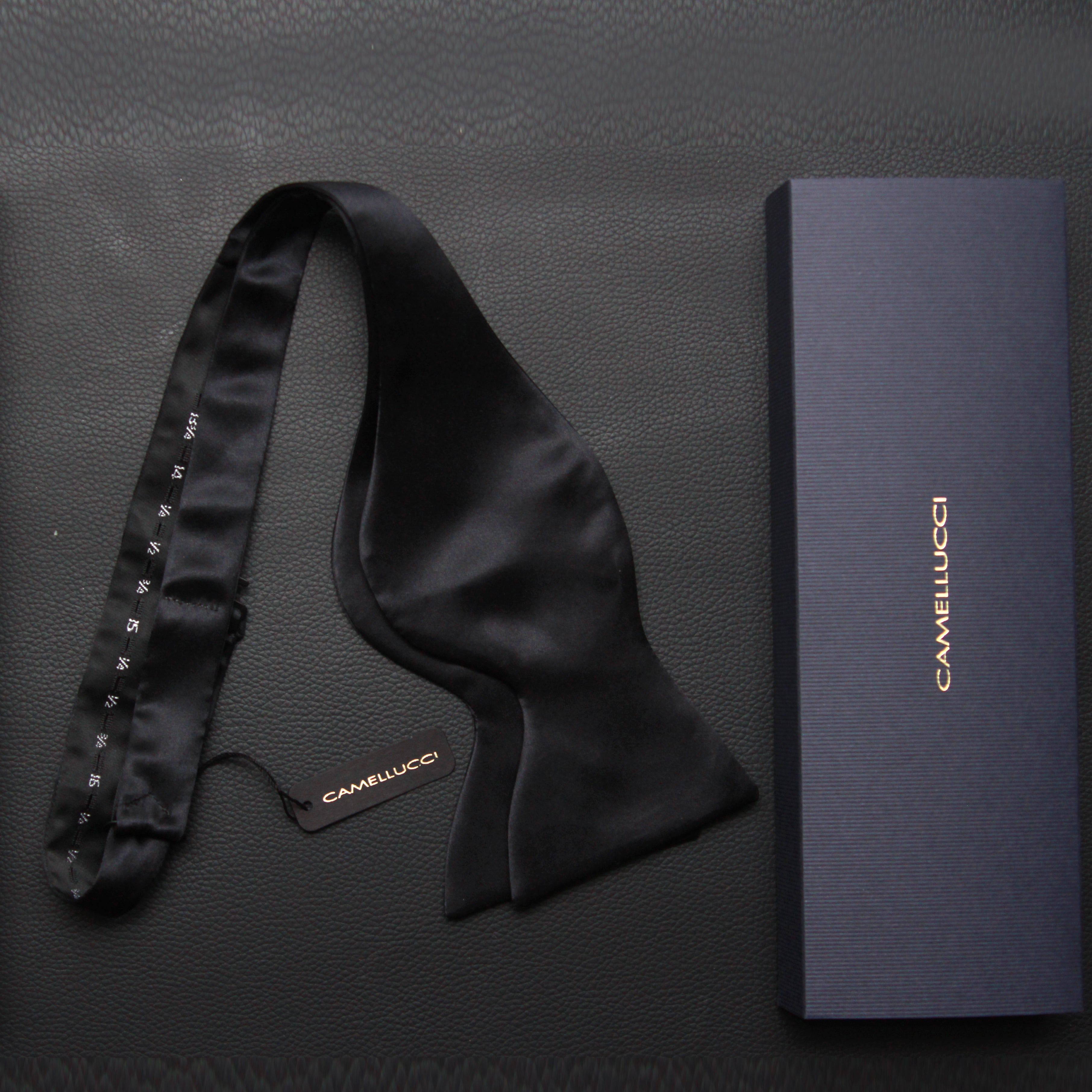 Self-tied Black Silk Bow Tie