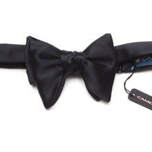 Load image into Gallery viewer, Self-tied Black Silk Bow Tie
