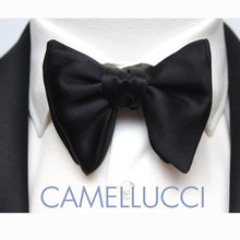 Load image into Gallery viewer, Self-tied Black Silk Bow Tie
