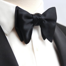 Load image into Gallery viewer, Self-tied Black Silk Bow Tie
