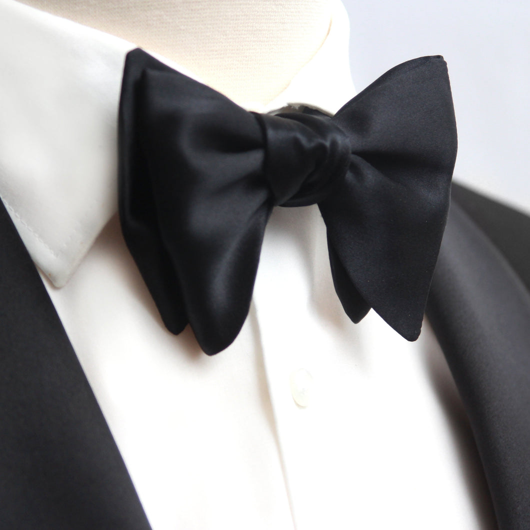 Self-tied Black Silk Bow Tie