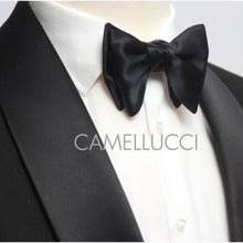 Load image into Gallery viewer, Self-tied Black Silk Bow Tie
