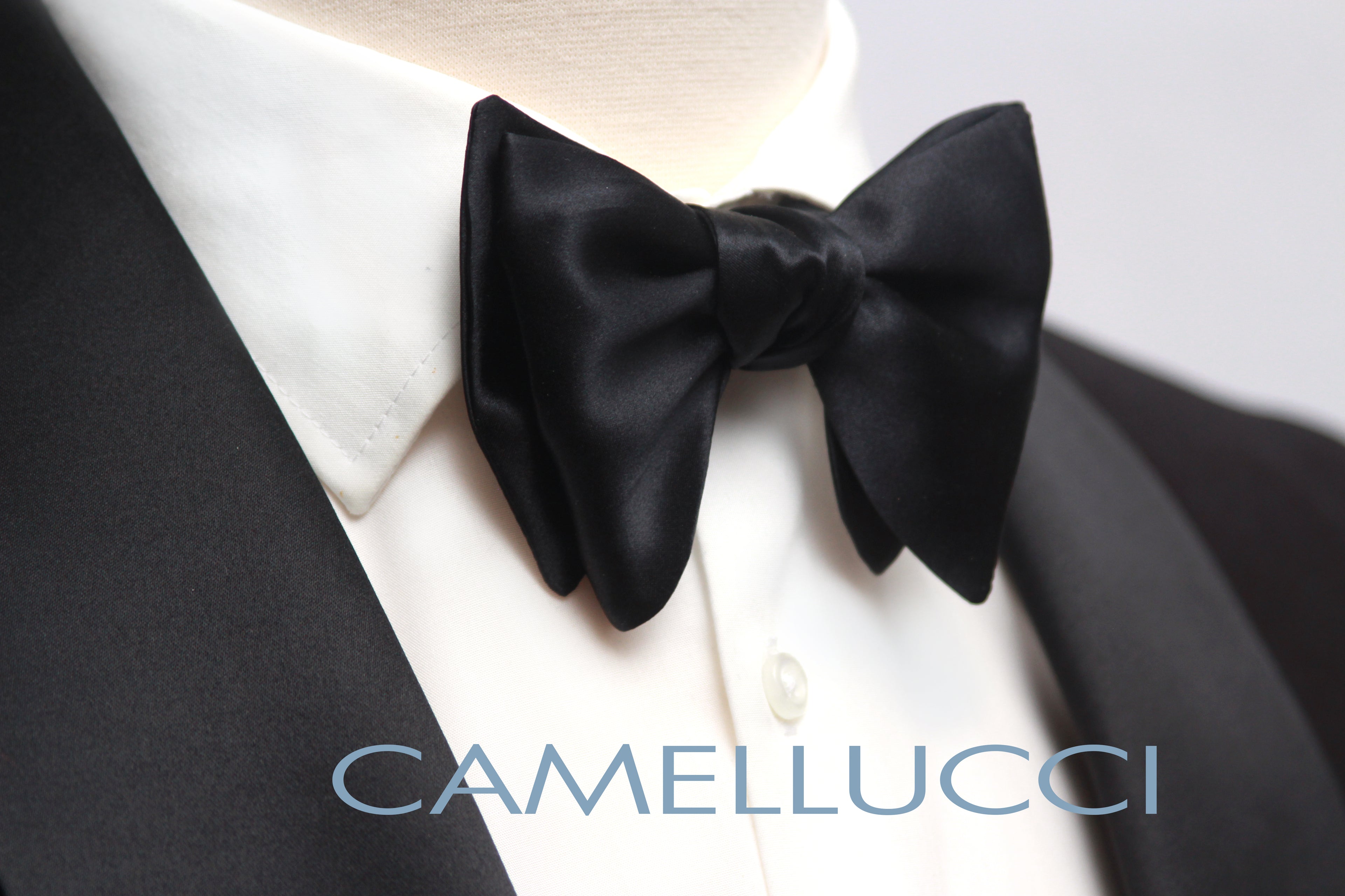 Self-tied Black Silk Bow Tie