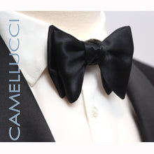 Load image into Gallery viewer, Self-tied Black Silk Bow Tie
