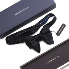 Load image into Gallery viewer, Self-tied Black Silk Bow Tie
