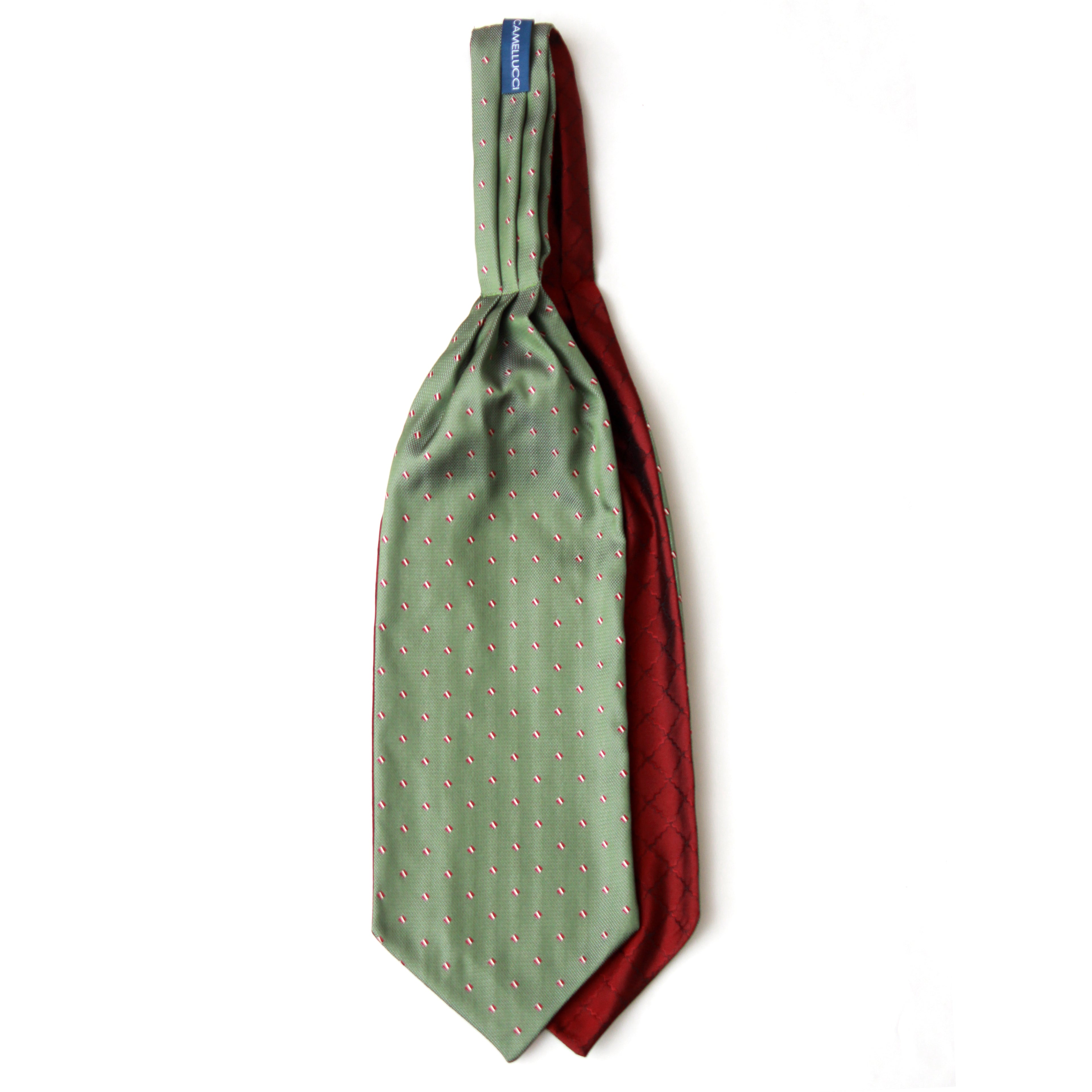 Green and Red Reversible Silk Ascot Cravat