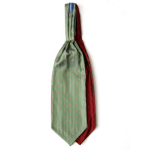 Load image into Gallery viewer, Green and Red Reversible Silk Ascot Cravat
