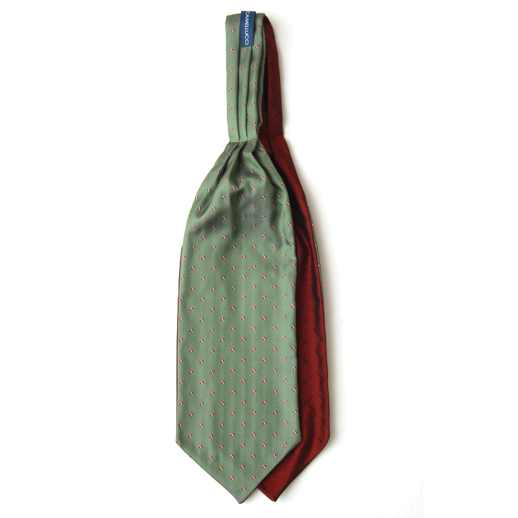 Green and Red Reversible Silk Ascot Cravat