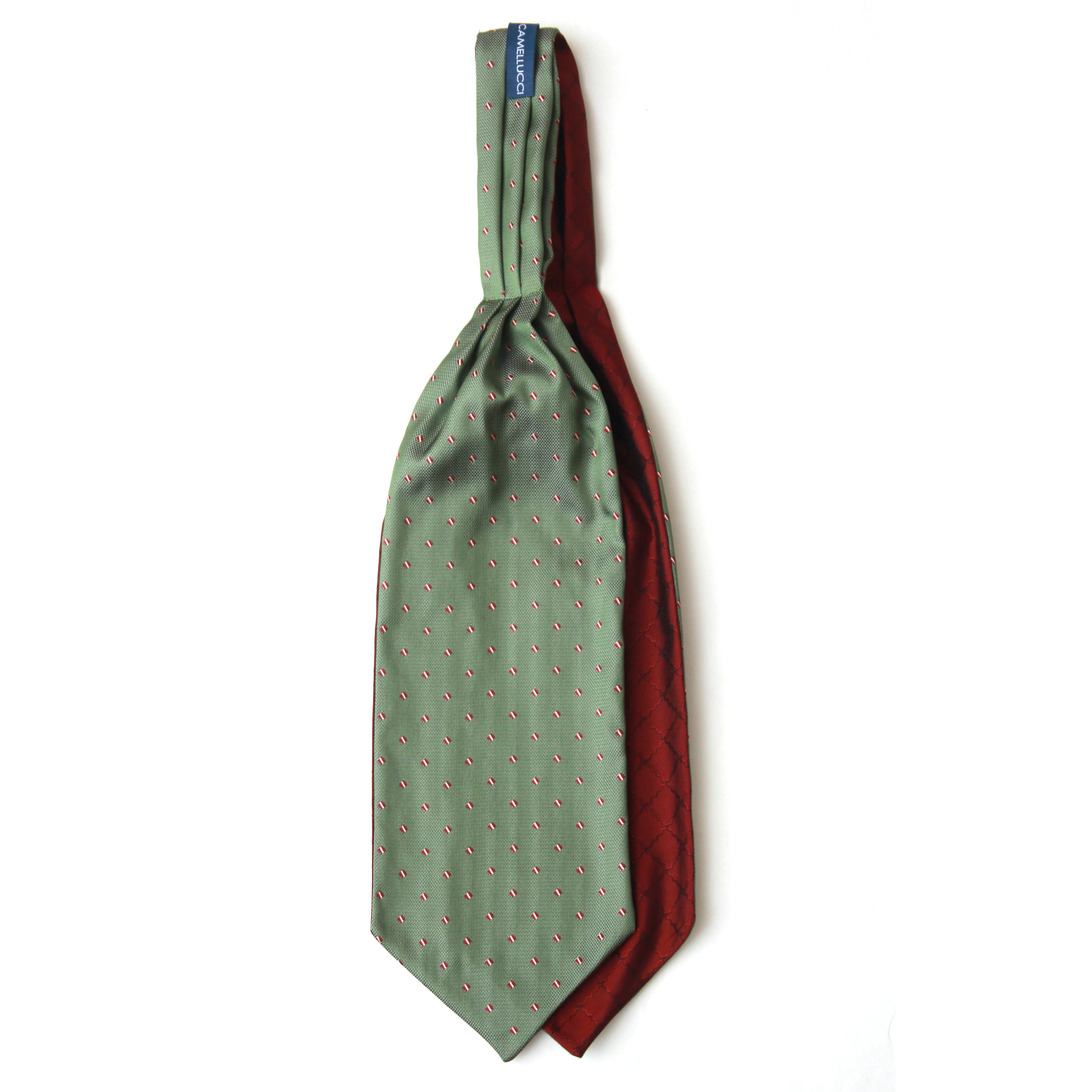 Green and Red Reversible Silk Ascot Cravat