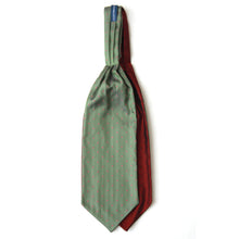 Load image into Gallery viewer, Green and Red Reversible Silk Ascot Cravat
