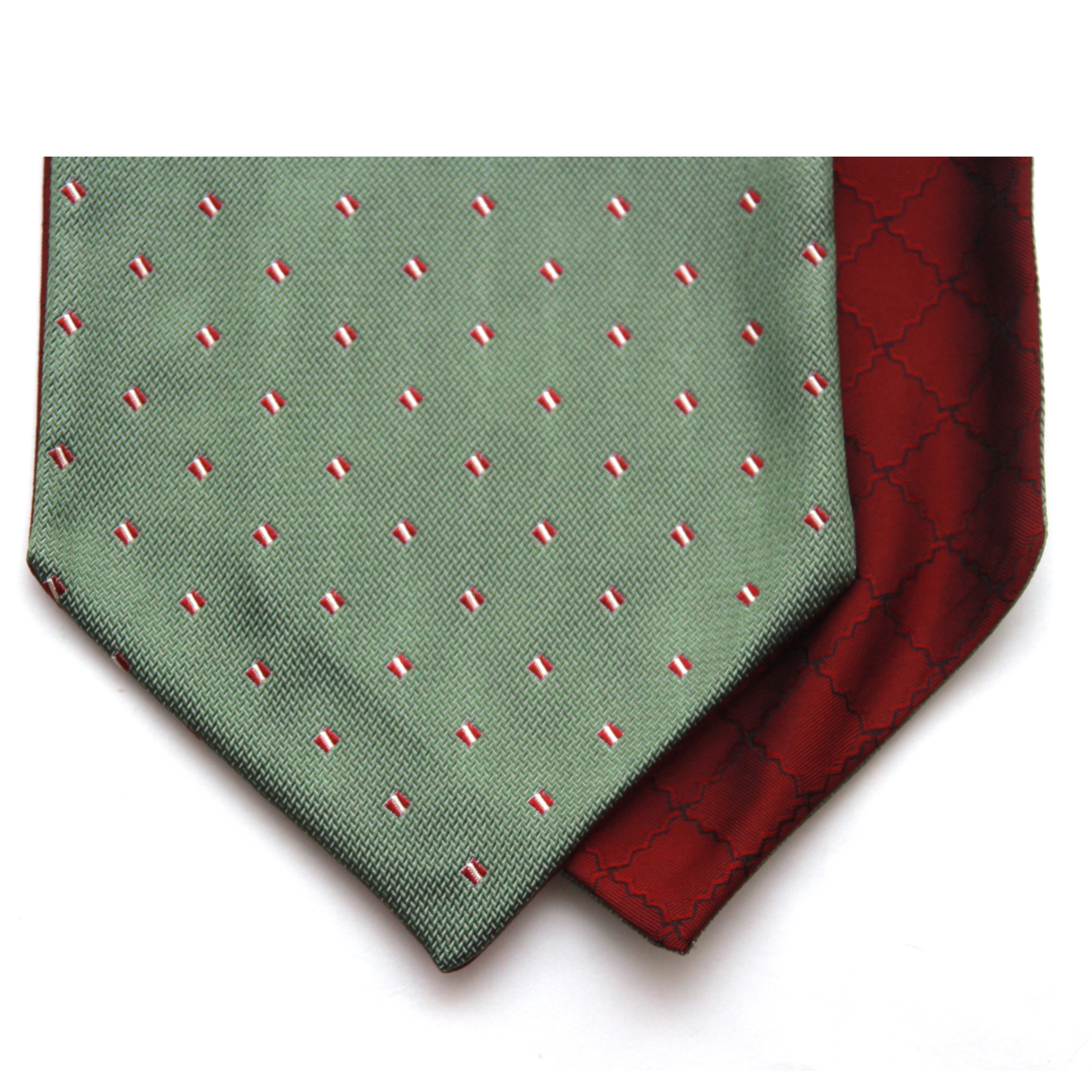 Green and Red Reversible Silk Ascot Cravat