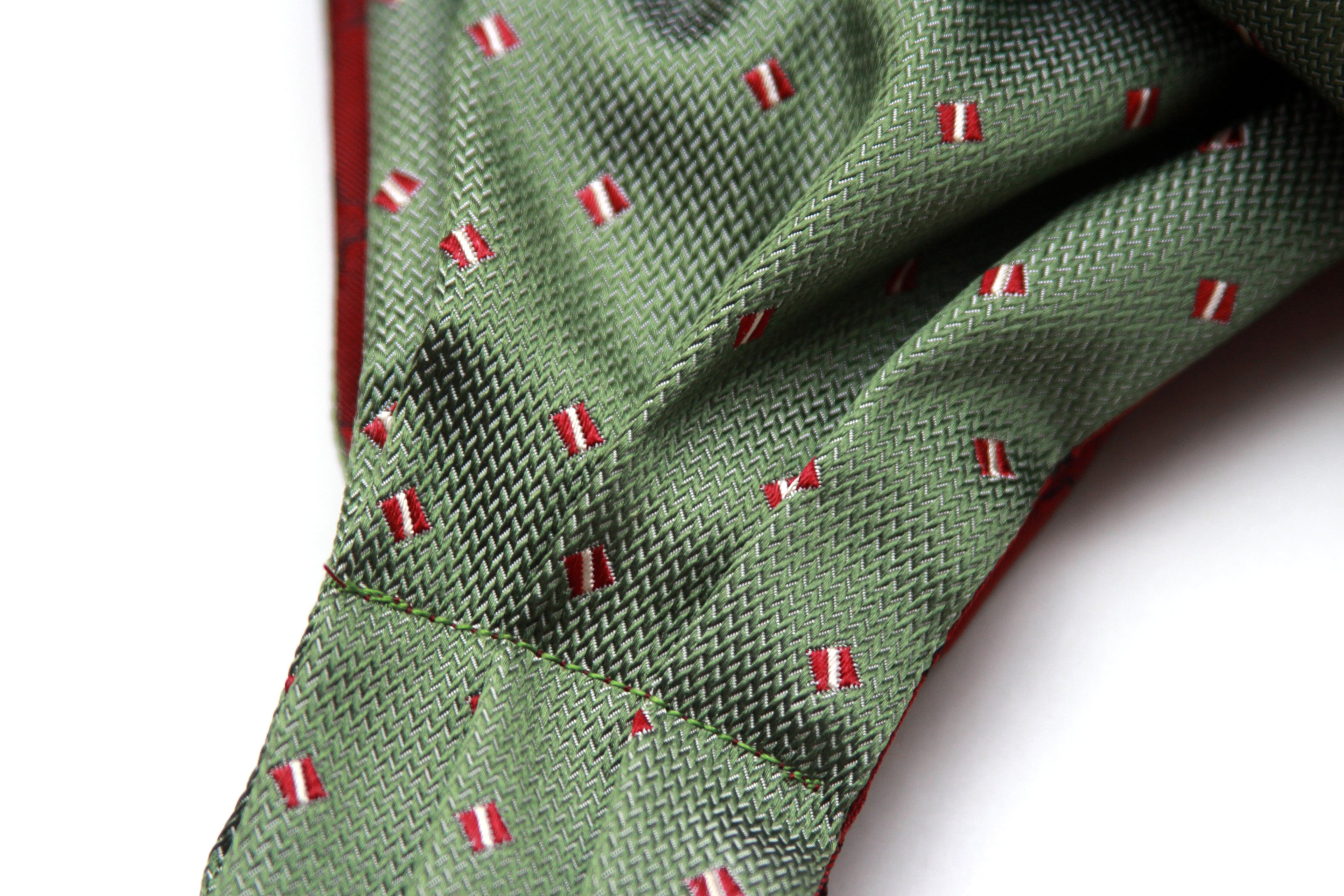 Green and Red Reversible Silk Ascot Cravat