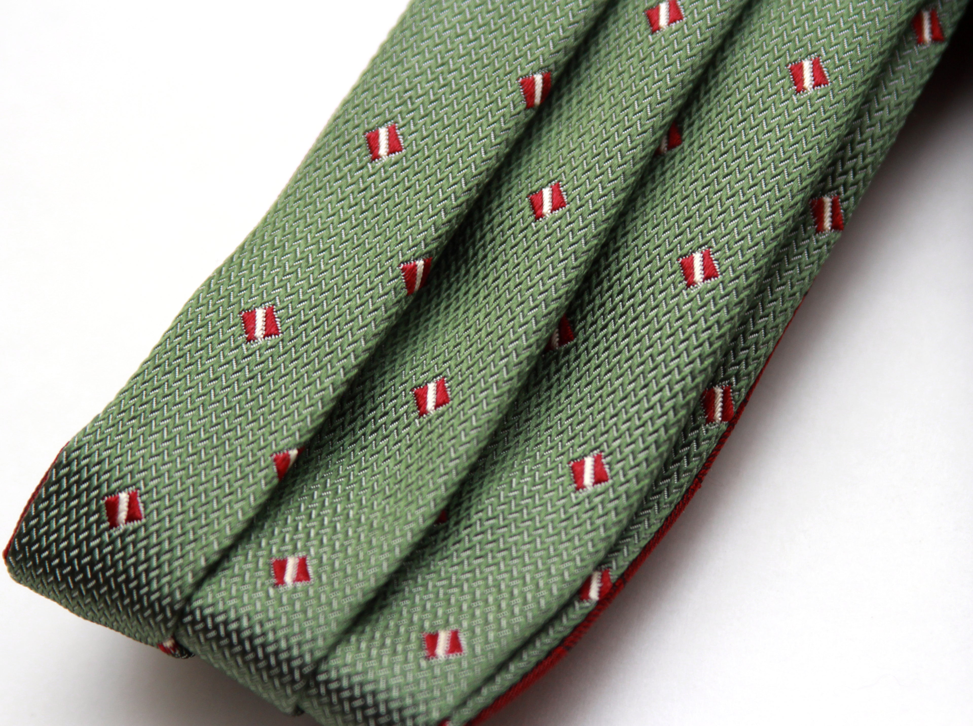 Green and Red Reversible Silk Ascot Cravat