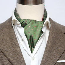 Load image into Gallery viewer, Green and Red Reversible Silk Ascot Cravat
