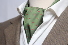 Load image into Gallery viewer, Green and Red Reversible Silk Ascot Cravat
