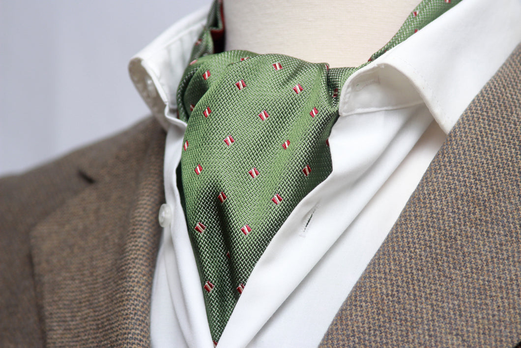 Green and Red Reversible Silk Ascot Cravat