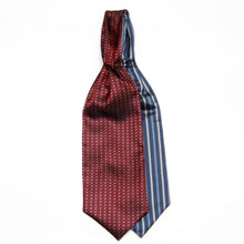 Load image into Gallery viewer, Maroon Blue Striped Reversible Silk Ascot
