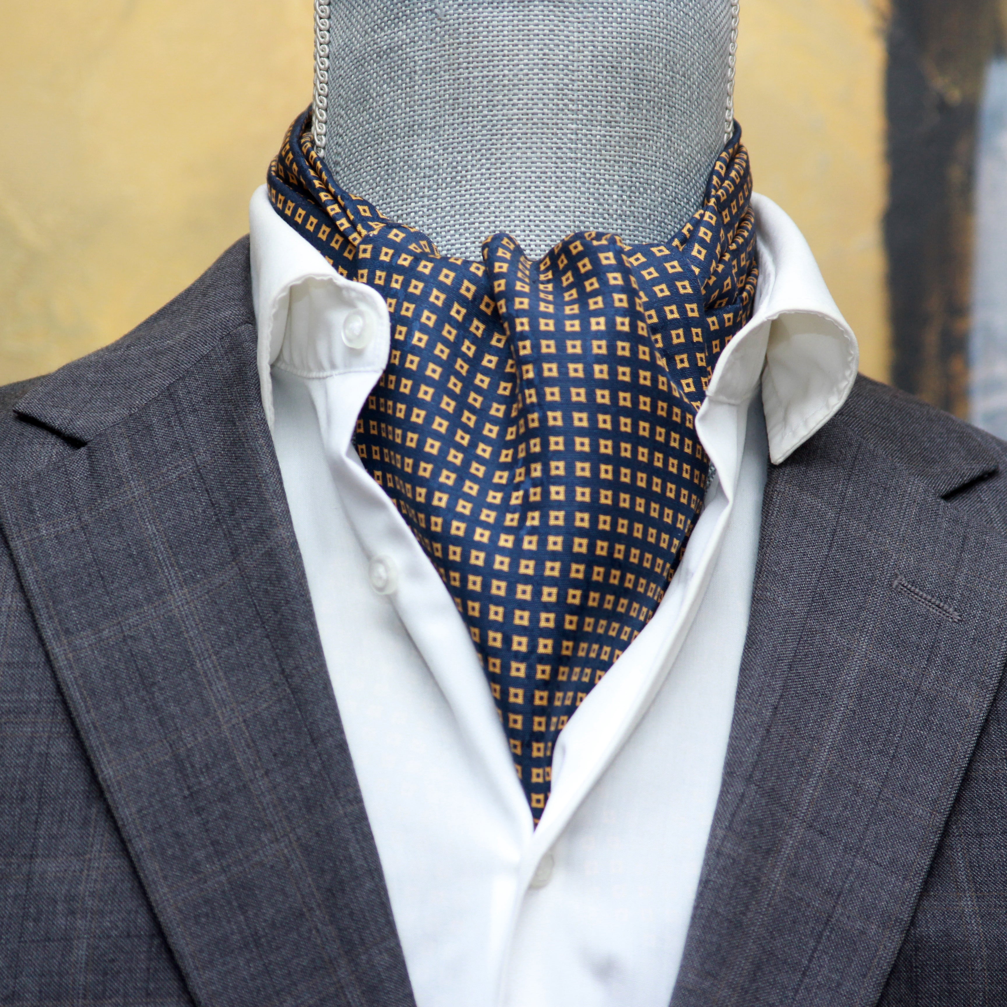Silk Ascot Black Navy Gold Ornament