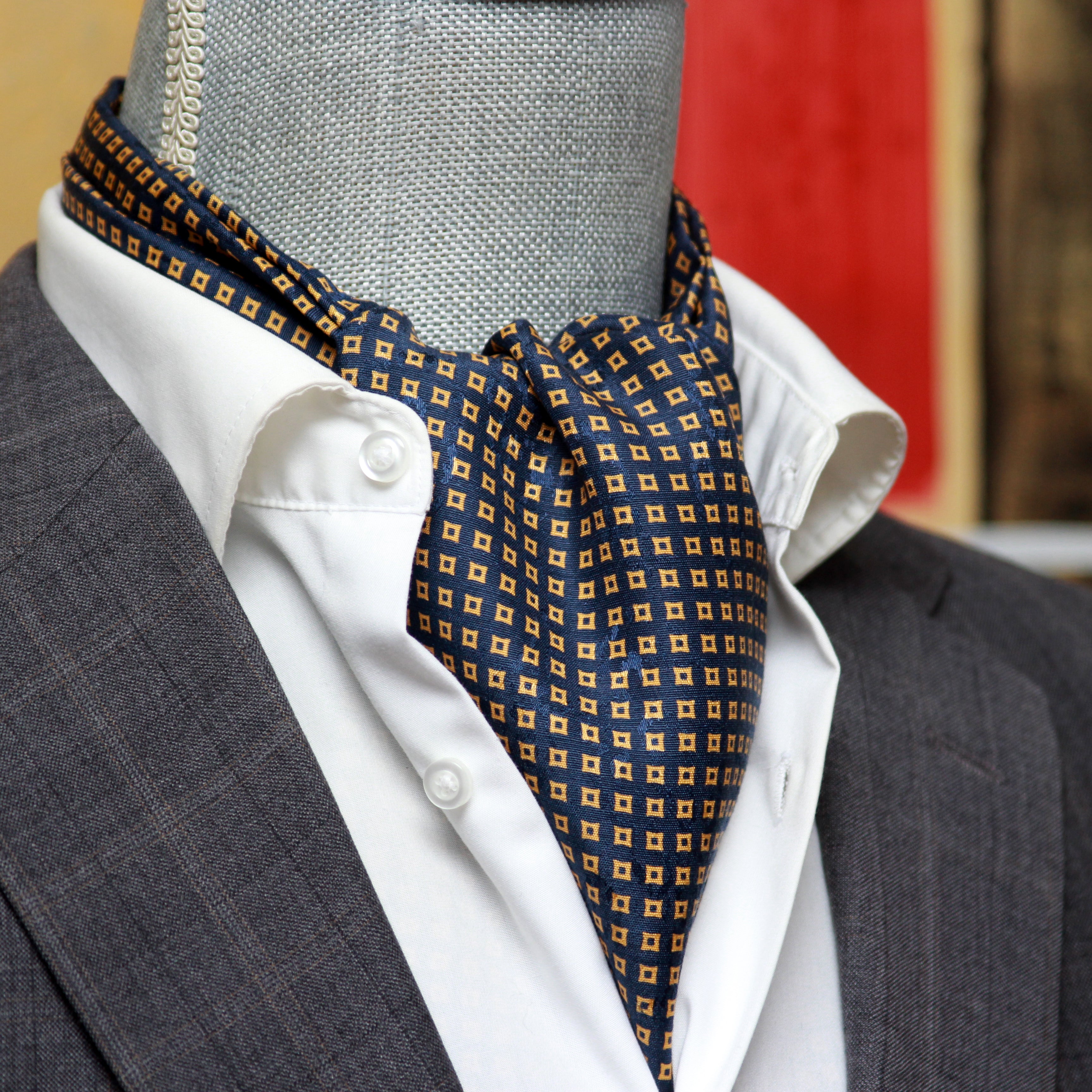 Silk Ascot Black Navy Gold Ornament