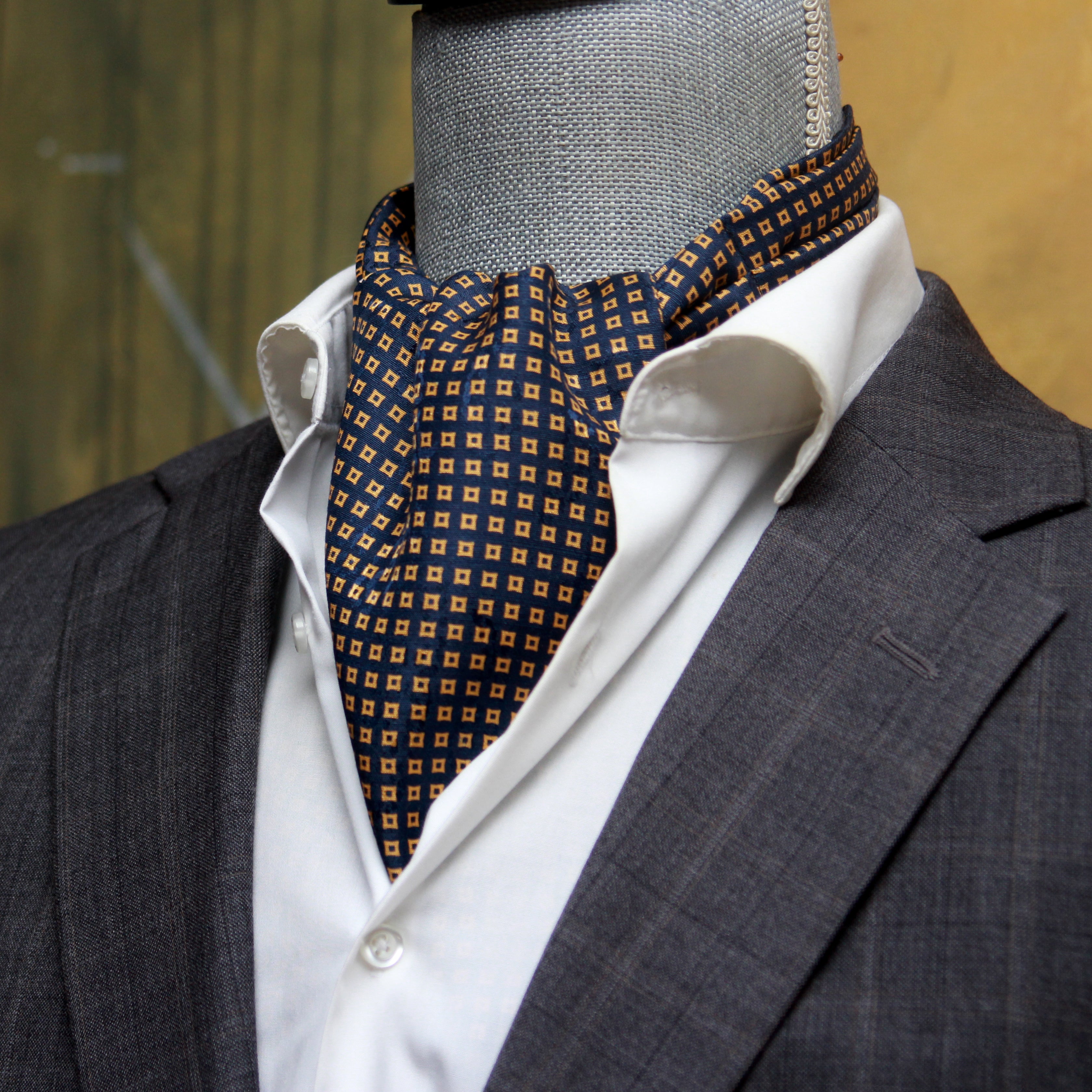 Silk Ascot Black Navy Gold Ornament
