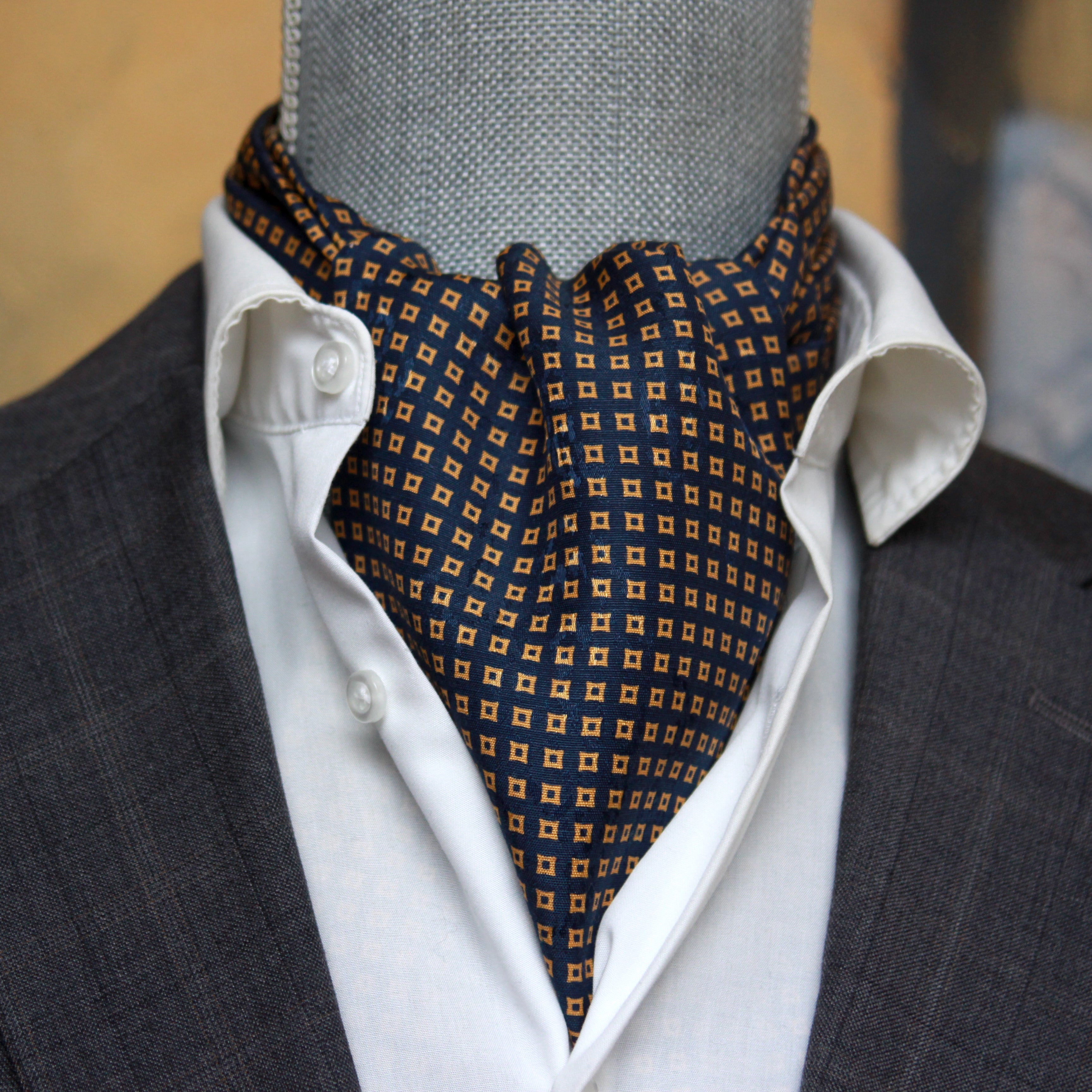 Silk Ascot Black Navy Gold Ornament