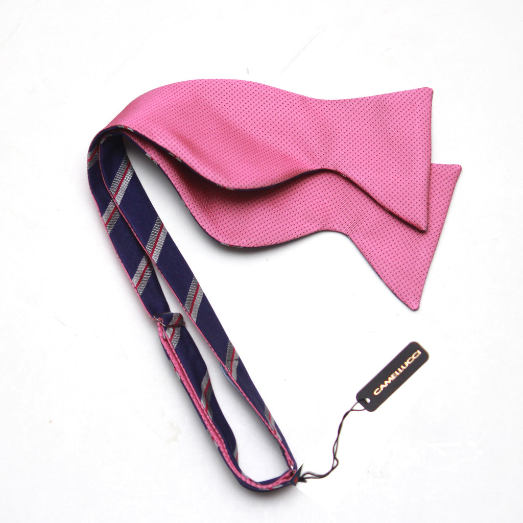 Reversible Big Butterfly Pink Purple Silk Bow Tie