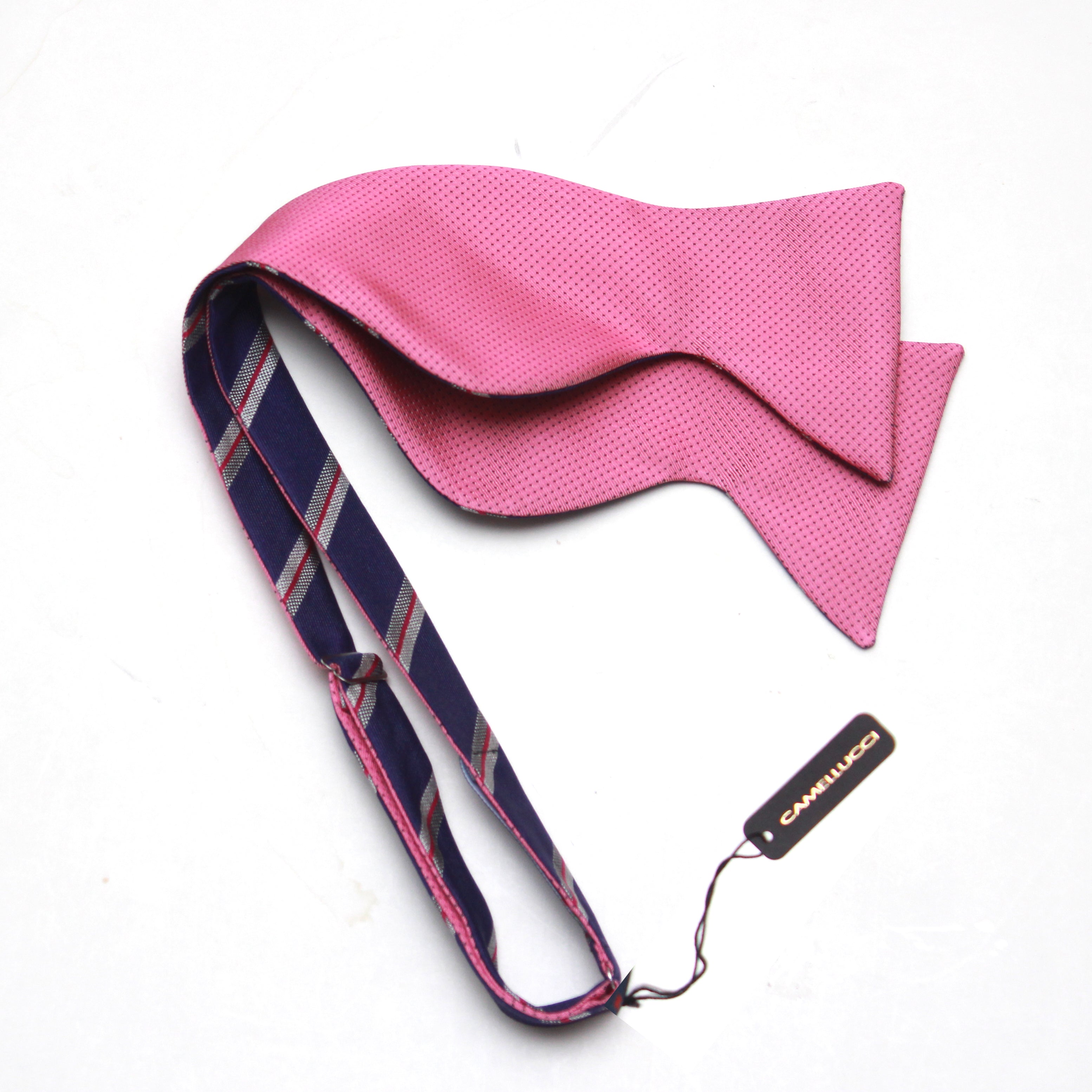 Reversible Big Butterfly Pink Purple Silk Bow Tie