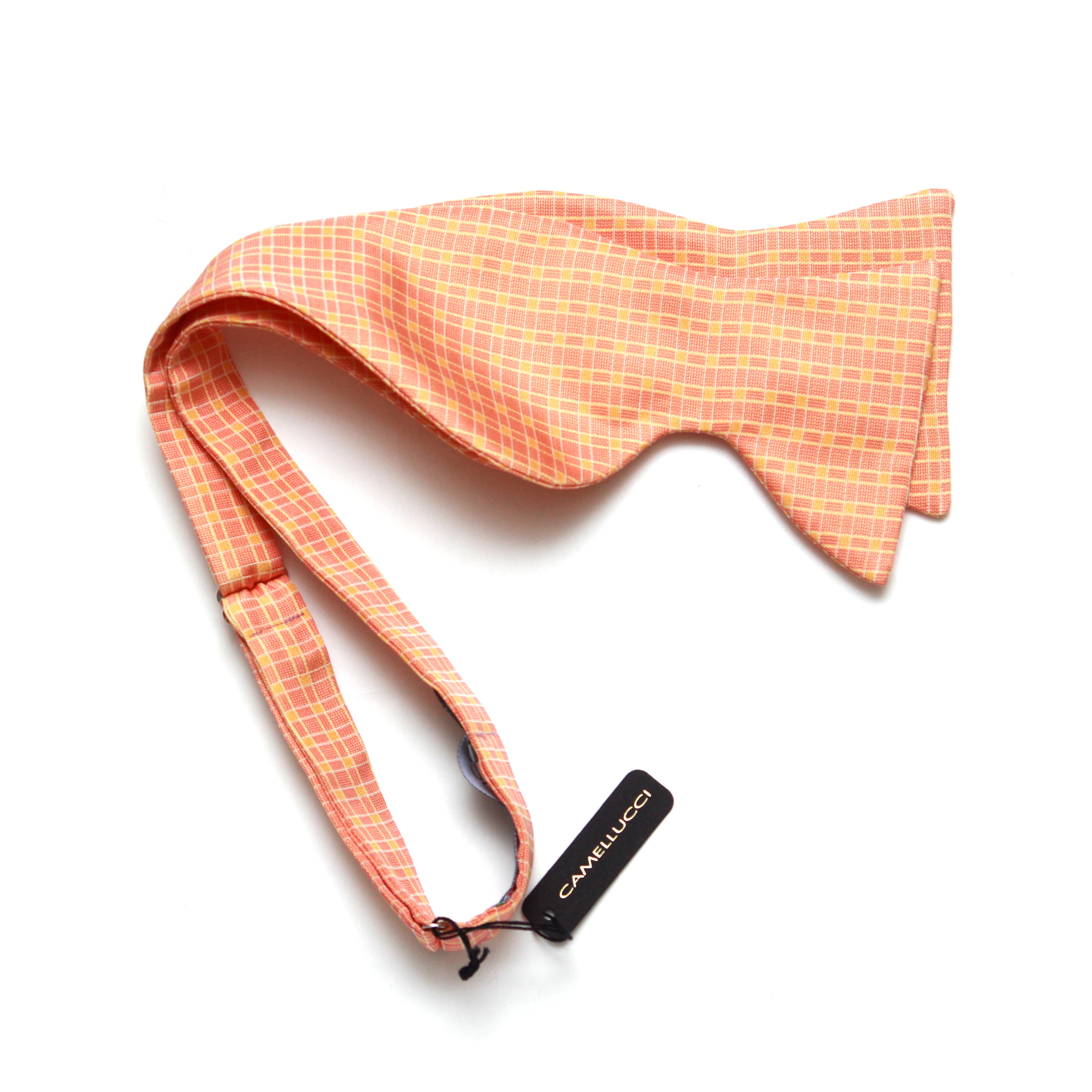 Big Butterfly Orange Plaid Silk Bow Tie S708