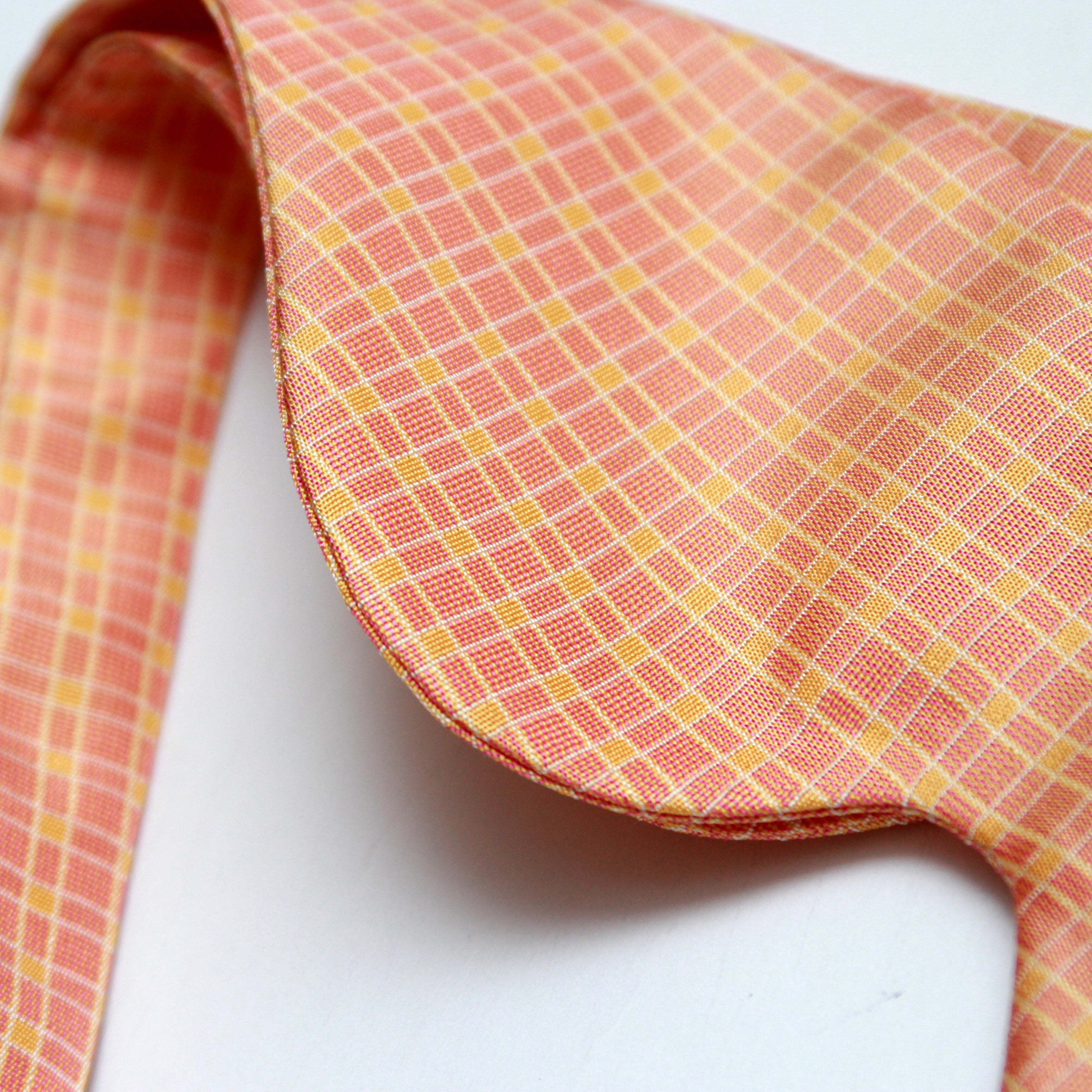 Big Butterfly Orange Plaid Silk Bow Tie S708
