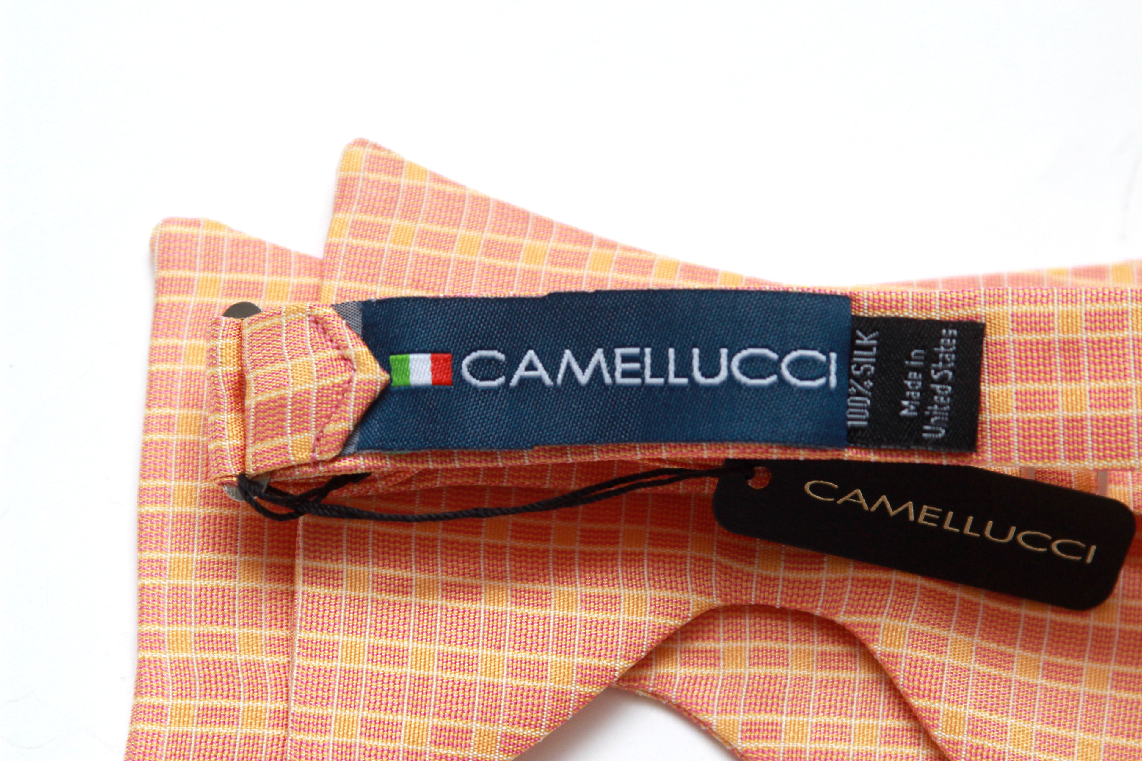 Big Butterfly Orange Plaid Silk Bow Tie S708