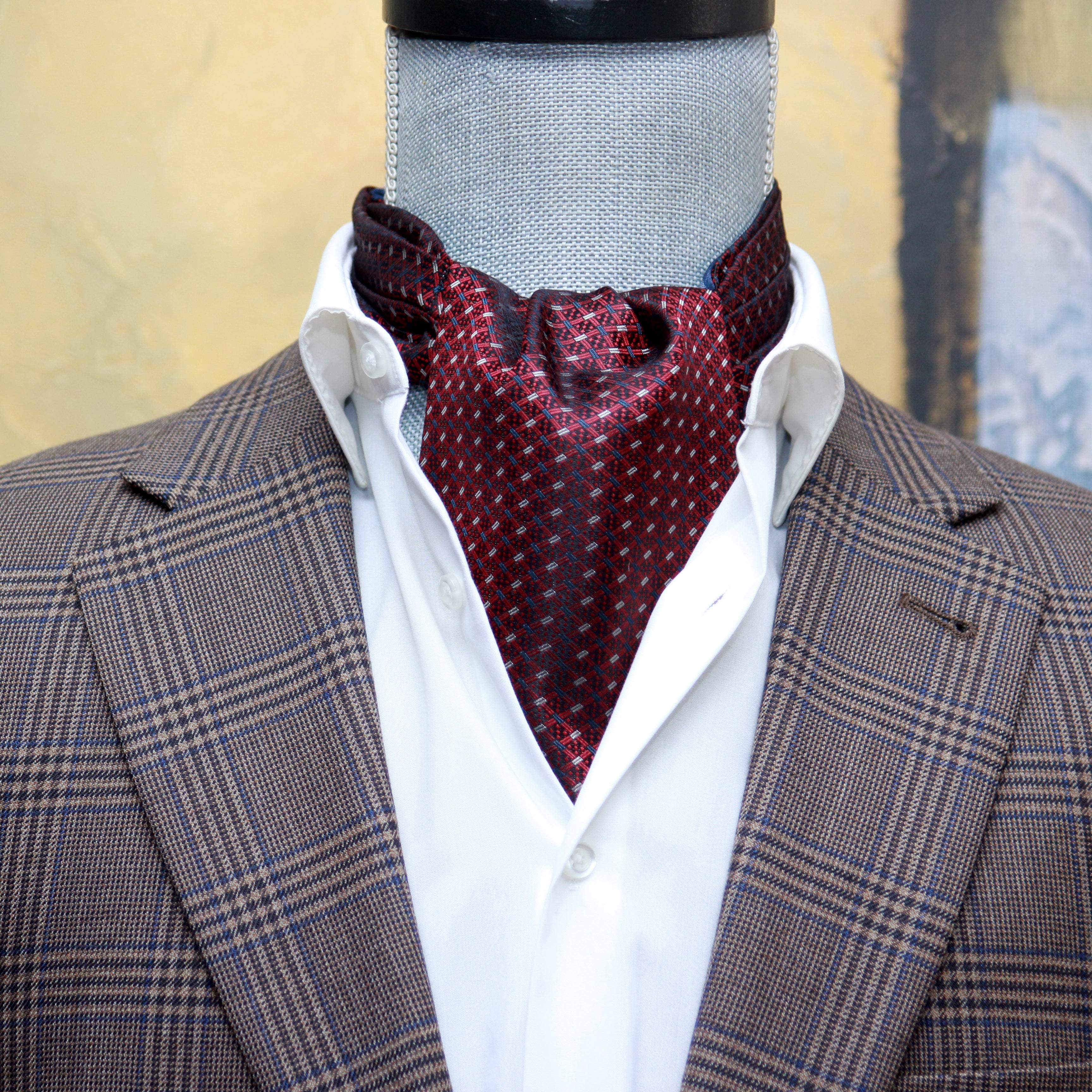 Men's Ascot Cravat Red Striped