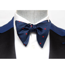 Load image into Gallery viewer, Navy Polka Dot Big Butterfly Silk Bow Tie
