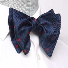 Load image into Gallery viewer, Navy Polka Dot Big Butterfly Silk Bow Tie
